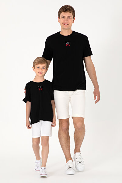 U.S. Polo Assn. Tricou negru pentru bărbați, cu decolteu confortabil, 5030645...