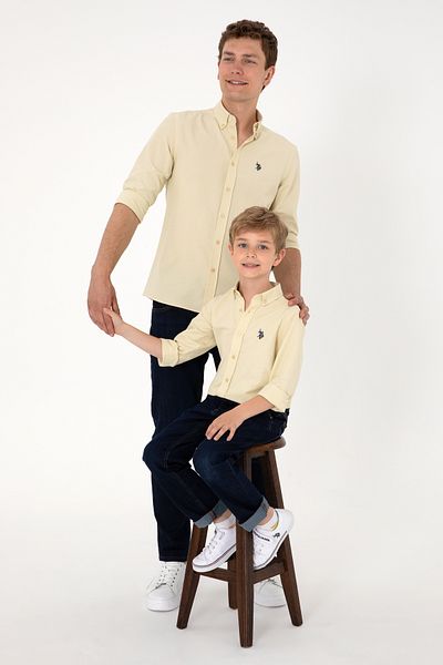 U.S. Polo Assn. Men's Light Khaki Long Sleeve Basic Shirt 50306338 -Vr183