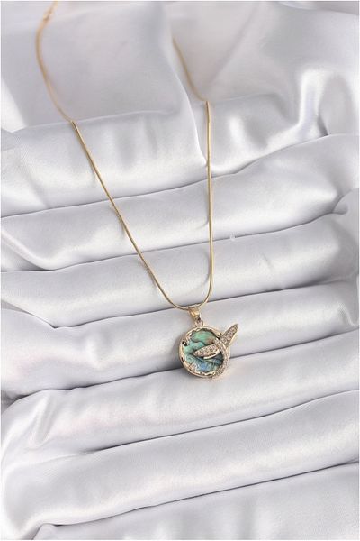 Skygo 316L Steel Gold Color Chain Zircon Stone Dragonfly Model Women's Necklace - Tj-Bko9479