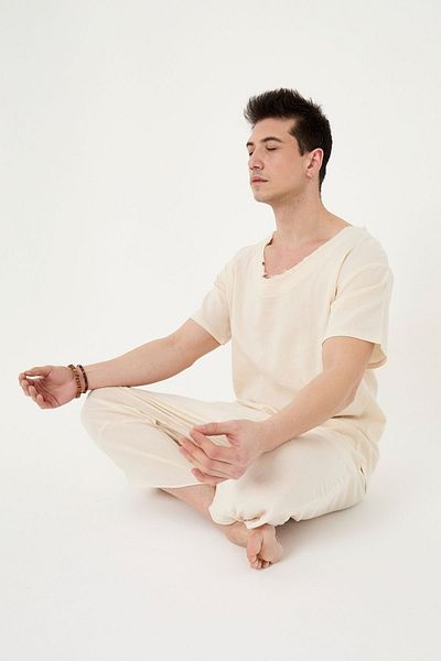RELAXL 100% Cotton Thin Fabric Shile Cloth Cream Modern Baggy Yoga Meditation Clothing