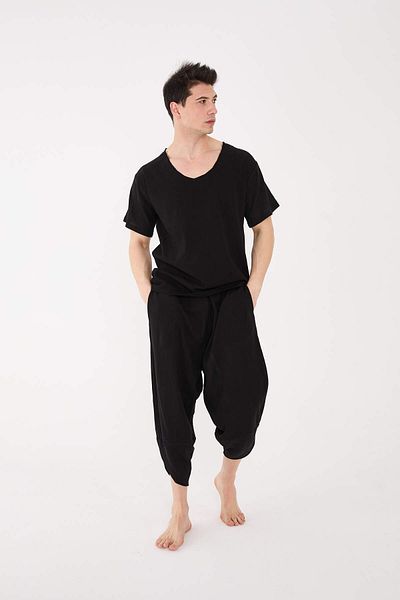 RELAXL 100% Cotton Thin Fabric Sile Cloth Black Modern Baggy Yoga Meditation Clothing