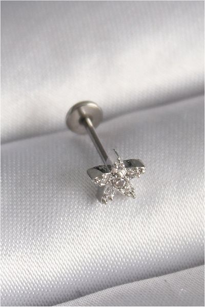 Skygo 316L Steel Silver Color Zircon Stone Star Model Tragus Piercing - Tj-Pr1351