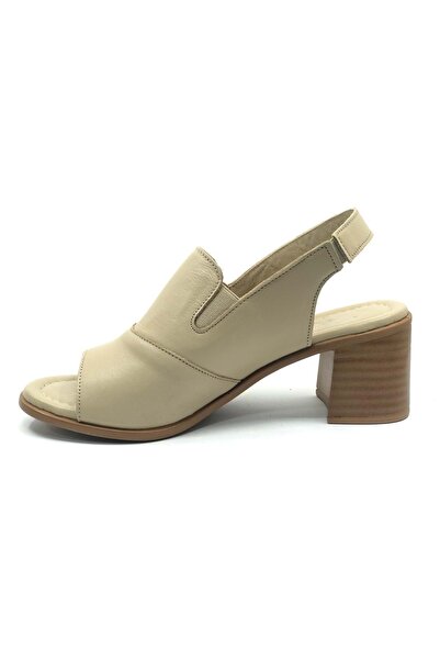 Venüs Ülk Genuine Leather Comfort Orthopedic Women's Sandals Beige