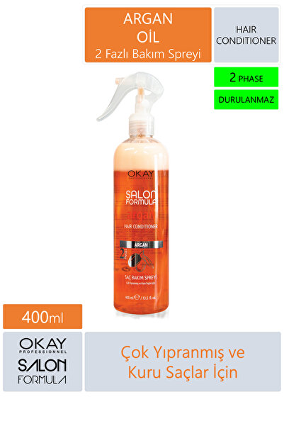 Genel Markalar Salon Formula 2 Fazlı Argan Saç Bakım Spreyi 400 ml