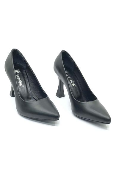 Venüs Sirius Genuine Leather Goblet Heel Women's Heeled Shoes Women's Sitiletto Black