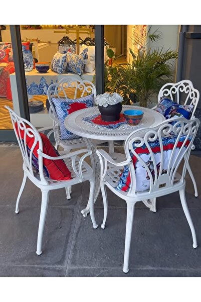 IVF İstanbul model ferforje görünümlü PLASTİK Yuvarlak masa ve sandalye takım...