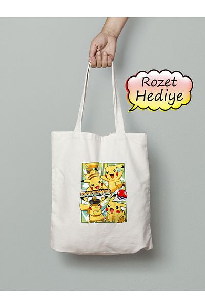 Akumastik Pikachu 35X40 cm Pokemon Anime Tote Bag Cute Beze Bag