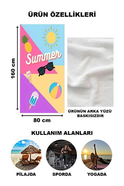 Doruklar Home Collection Πετσέτα θαλάσσης με μοντέρνο σχέδιο Peshtemal 80x160 CM Aqua31