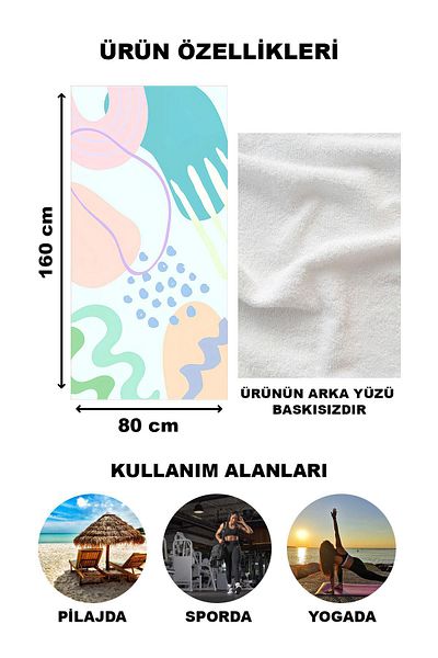 Doruklar Home Collection Πετσέτα θαλάσσης παραλίας με μοντέρνο σχέδιο 80x160 CM – Aqua62