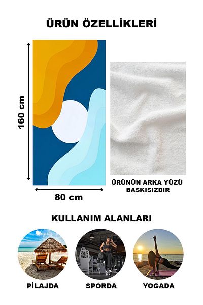 Doruklar Home Collection Πετσέτα θαλάσσης με μοντέρνο σχέδιο Peshtemal 80x160 CM Aqua27