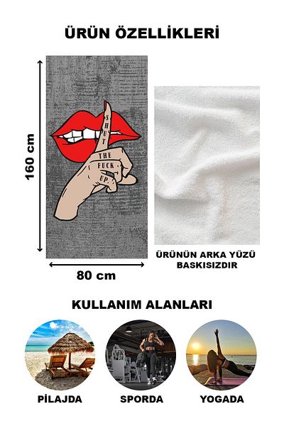 Doruklar Home Collection Πετσέτα θάλασσας με μοντέρνα σχέδια ψηφιακής εκτύπωσης 80x160 cm Trl10
