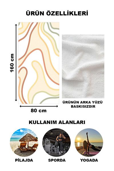 Doruklar Home Collection Πετσέτα θαλάσσης με μοντέρνο σχέδιο Peshtemal 80x160 CM Aqua67