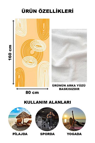 Doruklar Home Collection Πετσέτα θαλάσσης με μοντέρνο σχέδιο Peshtemal 80x160 CM Aqua75