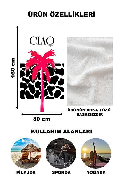 Doruklar Home Collection Πετσέτα θαλάσσης μοντέρνου σχεδιασμού - Peshtemal 80x160 CM