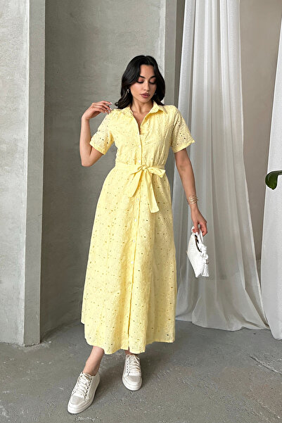 ASEDE Imported Special Design Shirt Collar Lined with Belt with Pocket 100% Cotton Fisto Dress Suitable for Testture