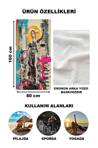 Doruklar Home Collection Μοντέρνα ρετρό μοτίβο πετσέτα παραλίας μαγιό 80x160 cm Rtr05