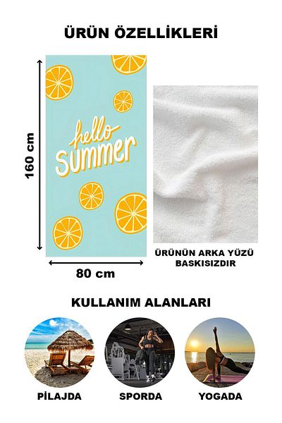 Doruklar Home Collection Πετσέτα θαλάσσης με μοντέρνο σχέδιο Peshtemal 80x160 CM Aqua40