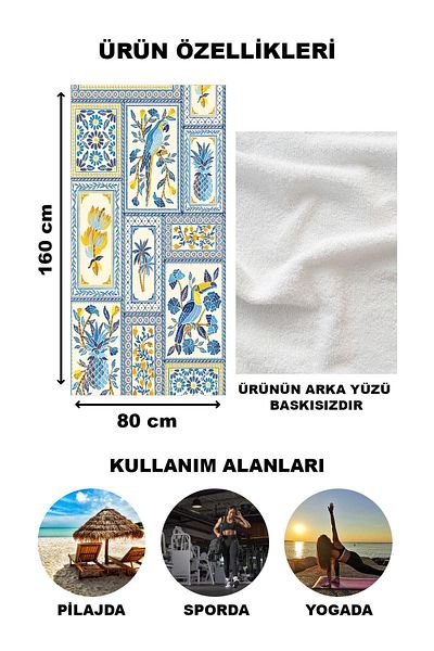 Doruklar Home Collection Πετσέτα θάλασσας με μοντέρνα σχέδια ψηφιακής εκτύπωσης 80x160 cm Lion16