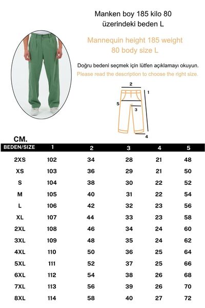 RELAXL 100% Cotton High Waist Şile Cloth Benetton Green Baggy Summer Trousers