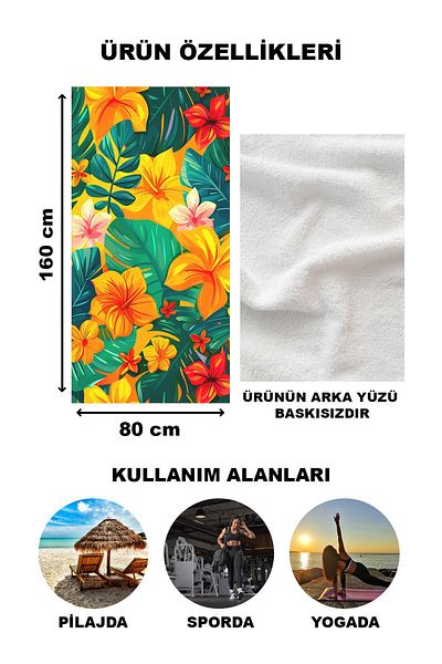 Doruklar Home Collection Πετσέτα θάλασσας με μοντέρνα σχέδια ψηφιακής εκτύπωσης 80x160 cm Lion17