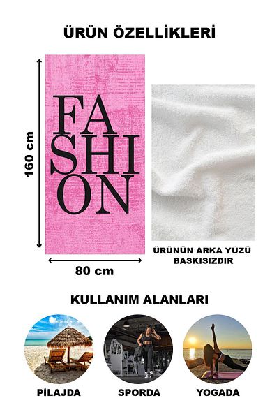 Doruklar Home Collection Πετσέτα θάλασσας με μοντέρνα σχέδια ψηφιακής εκτύπωσης 80x160 cm Lux48