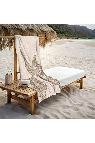 Doruklar Home Collection Πετσέτα θαλάσσης παραλίας με σχέδια σε φύλλα Peshtemal 80x160 CM NRM01
