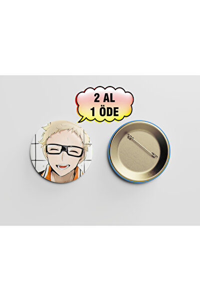 Akumastik Haikyuu! Kei Tsukishima 44mm Çanta Süsü Rozet Aksesuar -anime