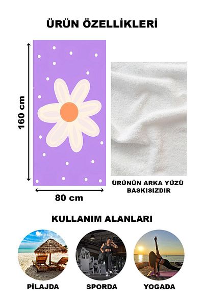 Doruklar Home Collection Πετσέτα θαλάσσης με μοντέρνο σχέδιο Peshtemal 80x160 CM Aqua79