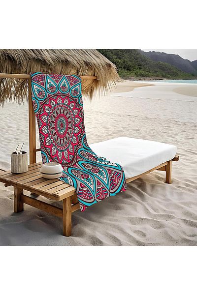 Doruklar Home Collection Μοντέρνα πετσέτα παραλίας με μοτίβο Mandala 80x160 cm Md04