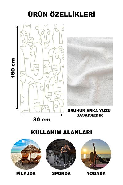 Doruklar Home Collection Πετσέτα θαλάσσης με μοντέρνο σχέδιο 80x160 CM Aqua25