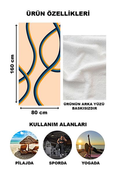 Doruklar Home Collection Πετσέτα θαλάσσης με μοντέρνο σχέδιο Peshtemal 80x160 CM Aqua71
