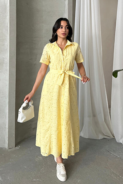 ASEDE Imported Special Design Shirt Collar Lined with Belt with Pocket 100% Cotton Fisto Dress Suitable for Testture