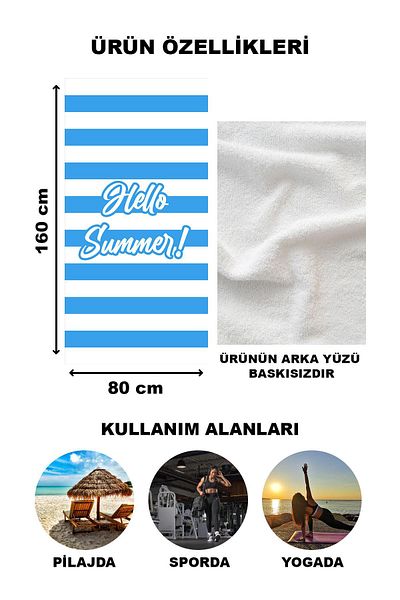 Doruklar Home Collection Πετσέτα θαλάσσης Summer Hello Stripe Pattern 80x160 CM SPC07