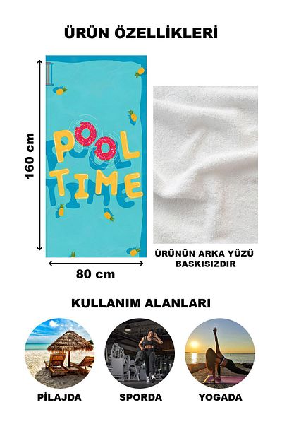 Doruklar Home Collection Modern Patterned Beach Sea Towel Peshtemal 80X160 cm Aqua33