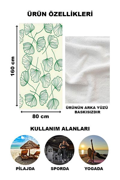 Doruklar Home Collection Πετσέτα θαλάσσης με μοντέρνο σχέδιο 80x160 CM - Aqua41
