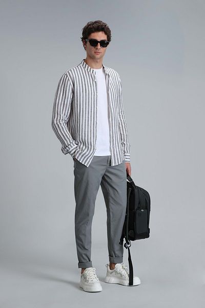 Lufian 111190313 Tom Smart Ανδρικό παντελόνι Chino Slim Fit Ανδρικό παντελόνι πράσινο