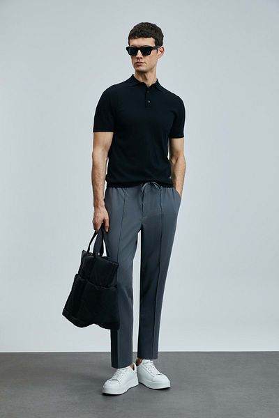 Lufian 111190337 Simon Smart Men's Chino Trousers Slim Fit Men's Trousers Anthracite