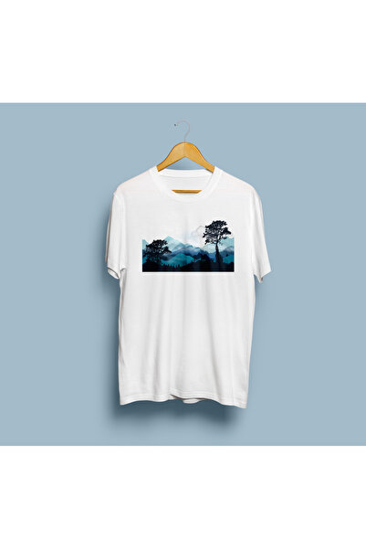 eioswear تي شيرت كبير الحجم للجنسين - تصميم الجبال والتلال