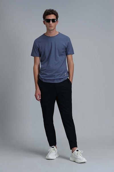 Lufian 111020203 Junya Ανδρικό T-Shirt Basic Ανδρικό T-shirt Μπλε
