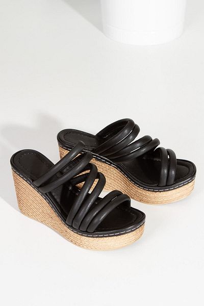 derithy Wedge Heel Stitched Stripe Comfort Sole Soft Pipe Piping Παντόφλες Σανδάλια Καλοκαιρινά παπούτσια
