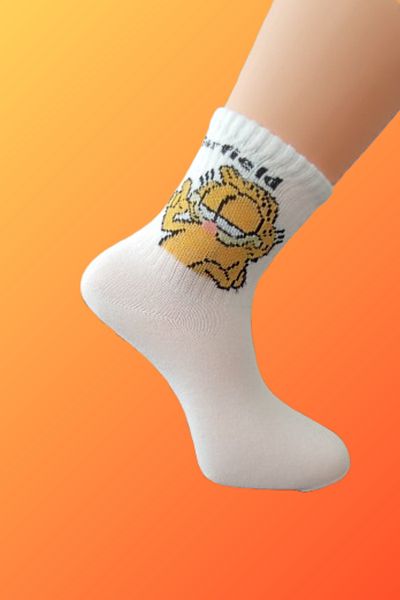 Esinti Saddlers Garfield Κάλτσες Garfielf Unisex Socket Κάλτσες Λευκές κάλτσες G