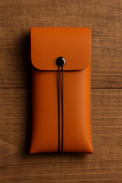 BAYDUK Orange Glasses Case with Black String