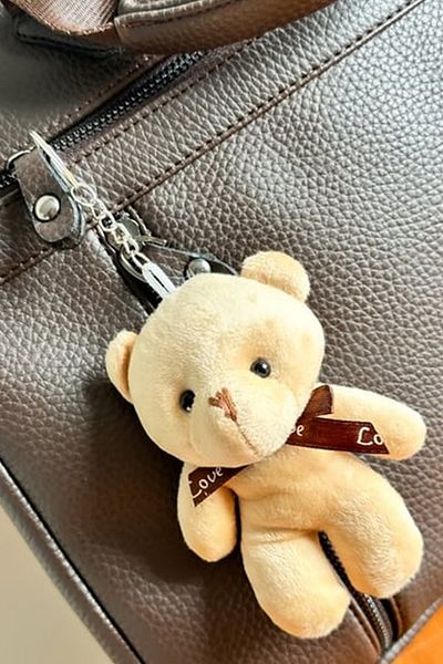 ALSHOP قطعتان من مجموعة حاملة المفاتيح على شكل دمية دب لطيفة باللون البني الكريمي I Love You Sweet Bear Lover