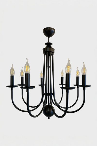 Favori Aydınlatma Luna Noir 8-Piece Matte Black Chandelier