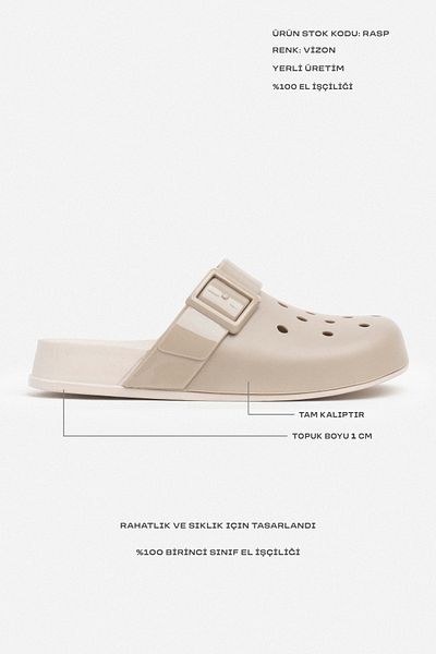 NİŞANTAŞI SHOES Papuci de damă Rasp Mink Matte cu talpă plată cu cataramă
