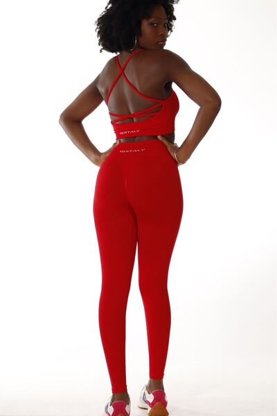 quitaly Virtus Push Up Seamless/dikişsiz Büzgülü Tayt Kırmızı