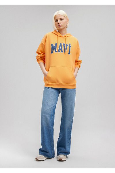 Mavi Orangefarbenes Sweatshirt mit Kapuze und Logo-Print 1600361 -71407