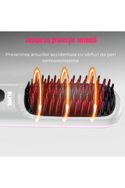 DLMDL S7 Electric Hair Straightener Brush - Cordless, USB Type C Charging, Fast Heating