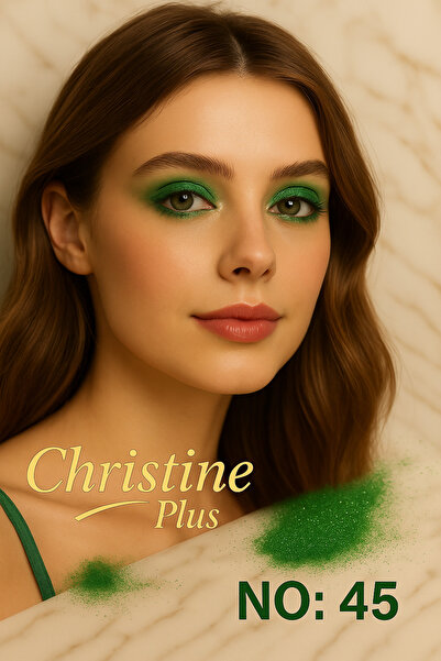 Christine Plus Toz Yapıda İnce Işıltılı Göz Farı – Koyu Yeşil No:45 (Eyeshadow)