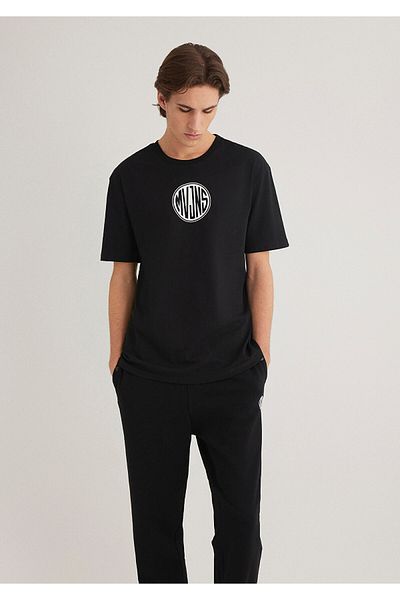 Mavi MVJNS Bedrucktes schwarzes T-Shirt Loose Fit / Loose Relaxed Fit0612155-900